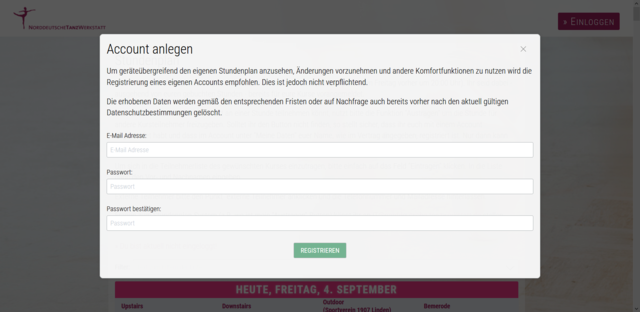 Registrieren eines Accounts auf dem Desktop
