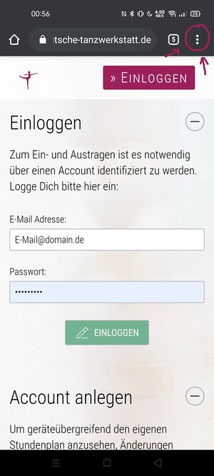 Registrieren eines Accounts auf dem Desktop
